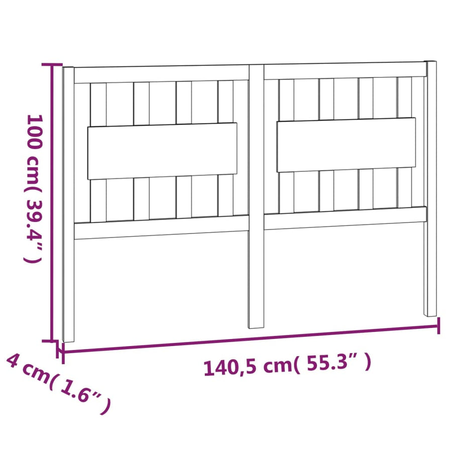 Bed Headboard Black 140.5 cm Solid Wood Pine