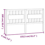 Bed Headboard Black 155.5 cm Solid Wood Pine