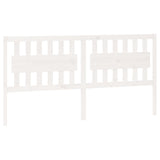 Bed Headboard White 185.5 cm Solid Wood Pine - Front View