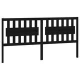 Bed Headboard Black 185.5 cm Solid Wood Pine - Front View