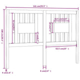 Headboard 141 cm Solid Wood Pine - Rear View
