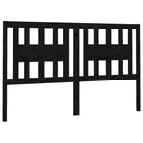 Headboard Black 141 cm Solid Wood Pine - Front View