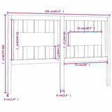 Headboard Black 156 cm Solid Wood Pine - Rear View