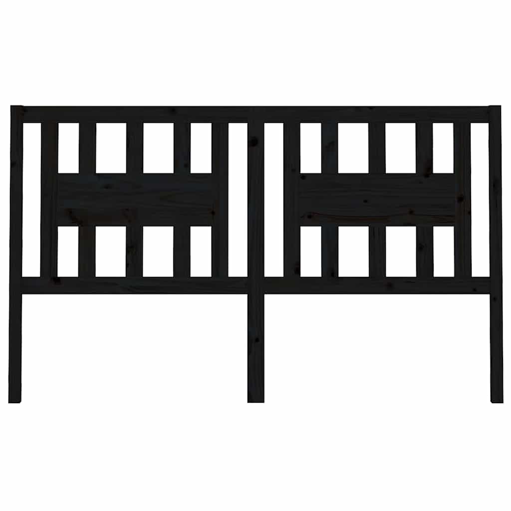 Headboard Black 186 cm Solid Wood Pine