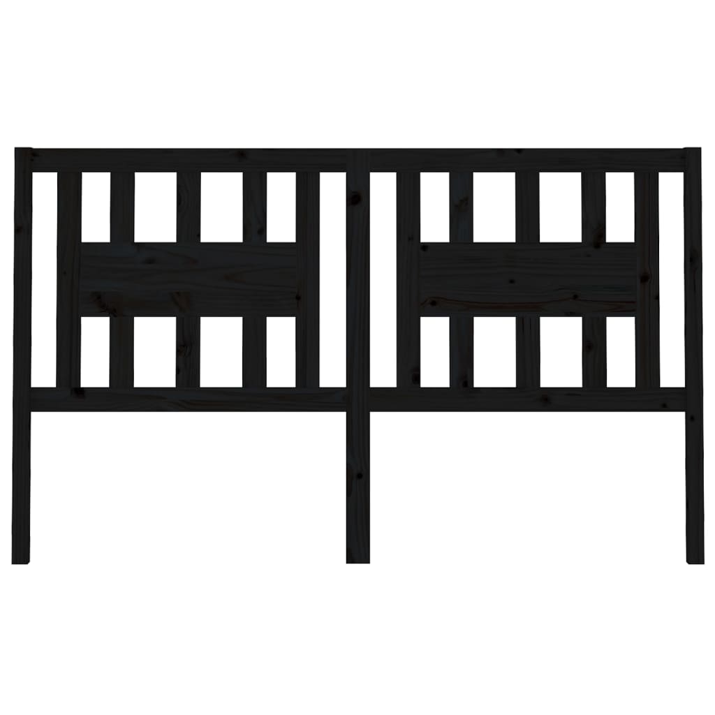 Headboard Black 186 cm Solid Wood Pine