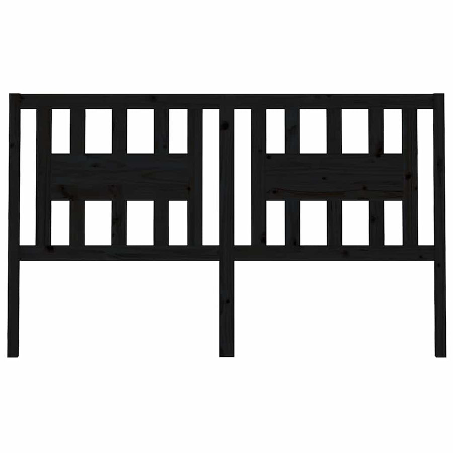 Headboard Black 186 cm Solid Wood Pine
