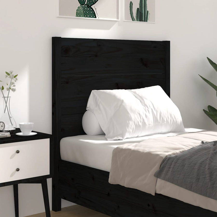 Headboard Black 96 cm Solid Wood Pine
