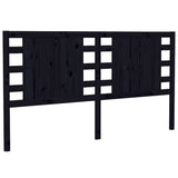 Headboard Black 141 cm Solid Wood Pine - Front View