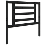 Bed Headboard Black 96 cm Solid Wood Pine - Front View