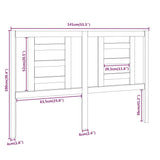 Bed Headboard Black 141 cm Solid Wood Pine - Rear View