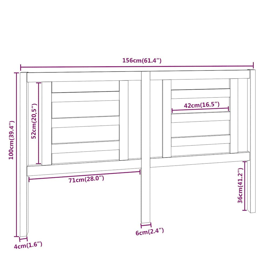 Bed Headboard White 156 cm Solid Wood Pine