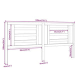 Bed Headboard White 186 cm Solid Wood Pine - Rear View
