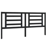 Bed Headboard Black 186 cm Solid Wood Pine - Front View