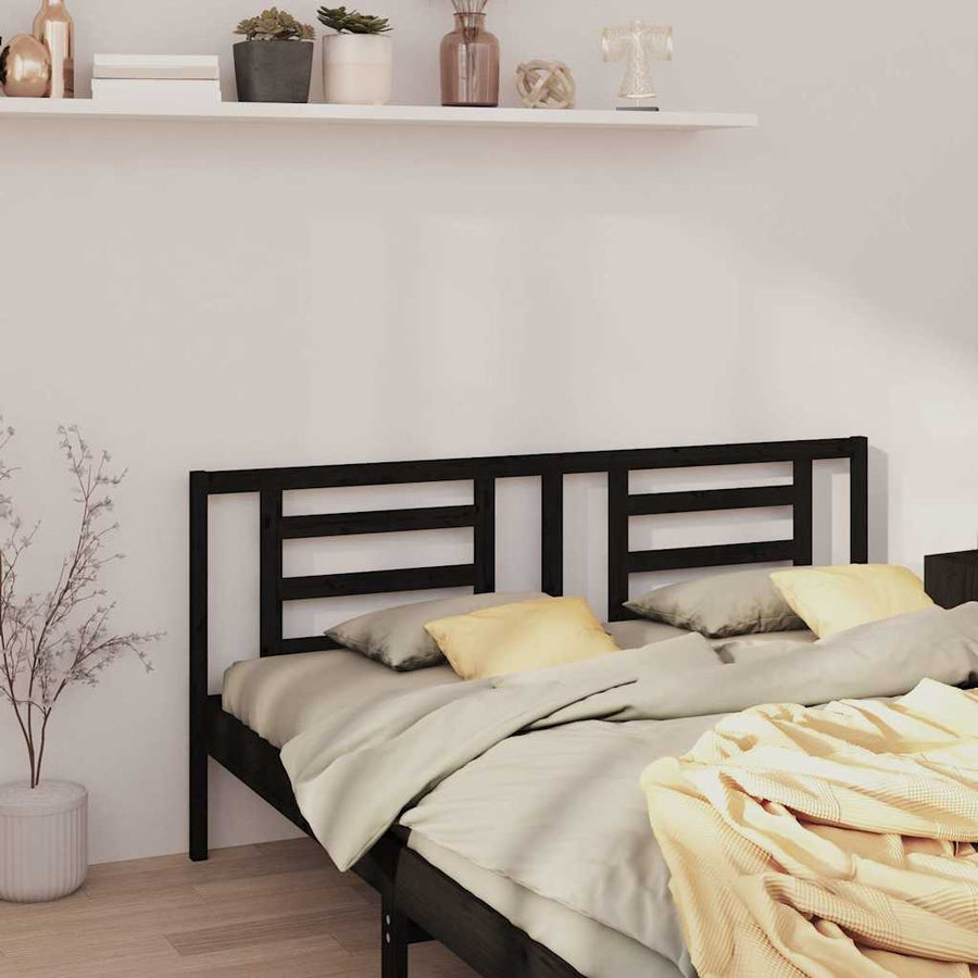 Bed Headboard Black 186 cm Solid Wood Pine