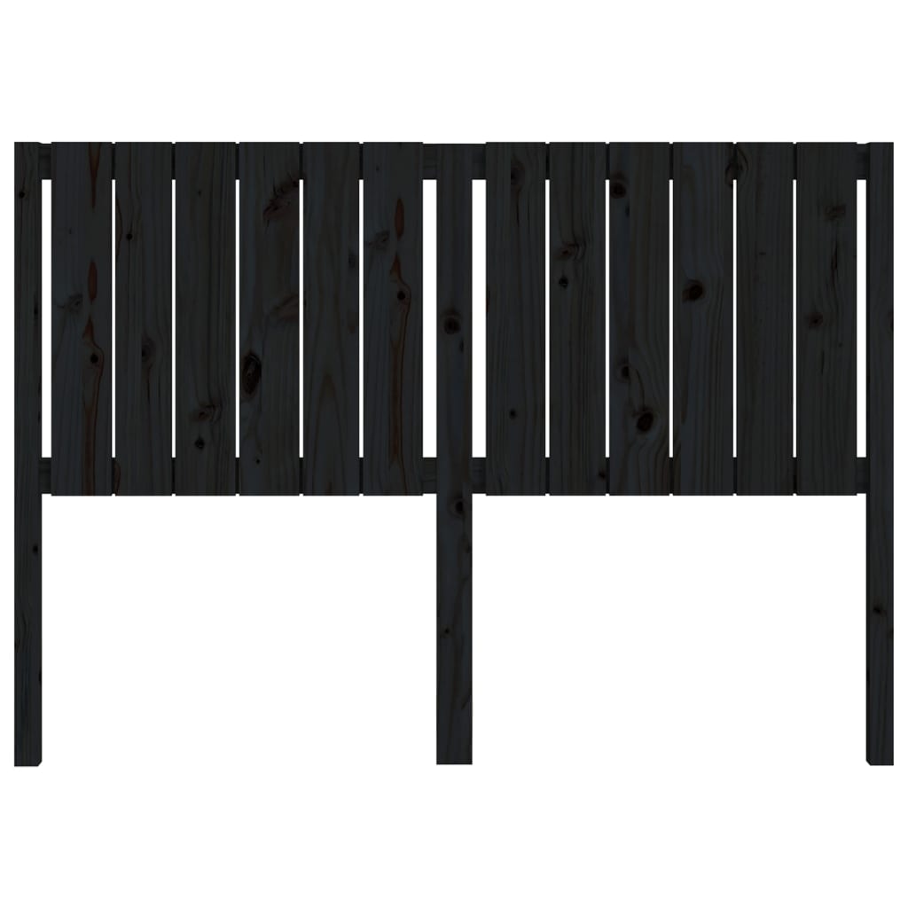 Bed Headboard Black 140.5x4x100 cm Solid Wood Pine