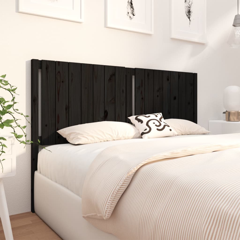Bed Headboard Black 155.5x4x100 cm Solid Wood Pine