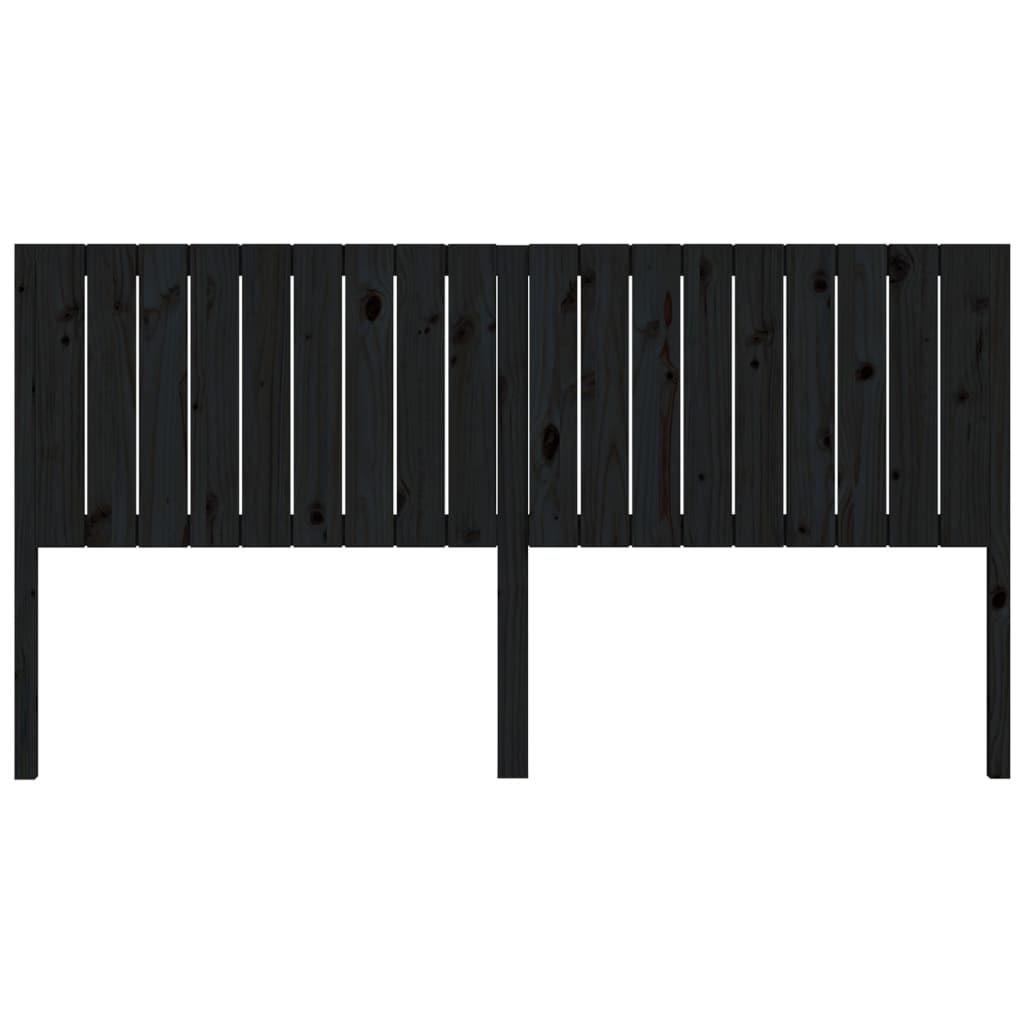 Bed Headboard Black 185.5 cm Solid Wood Pine