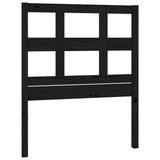 Bed Headboard Black 95.5 cm Solid Wood Pine - Front View