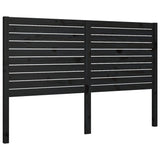 Bed Headboard Black 141 cm Solid Wood Pine - Front View