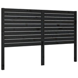 Bed Headboard Black 186 cm Solid Wood Pine - Front View