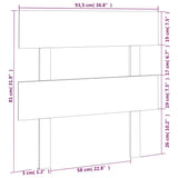 Bed Headboard 93.5 cm Solid Wood Pine - Rear View