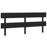 Bed Headboard Black 184 cm Solid Wood Pine - Front View