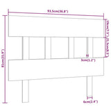 Bed Headboard Black 93.5 cm Solid Wood Pine - Rear View
