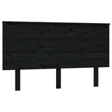 Bed Headboard Black 139 cm Solid Wood Pine - Front View