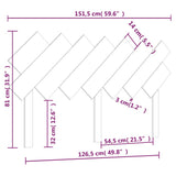 Bed Headboard 151.5 cm Solid Wood Pine - Rear View