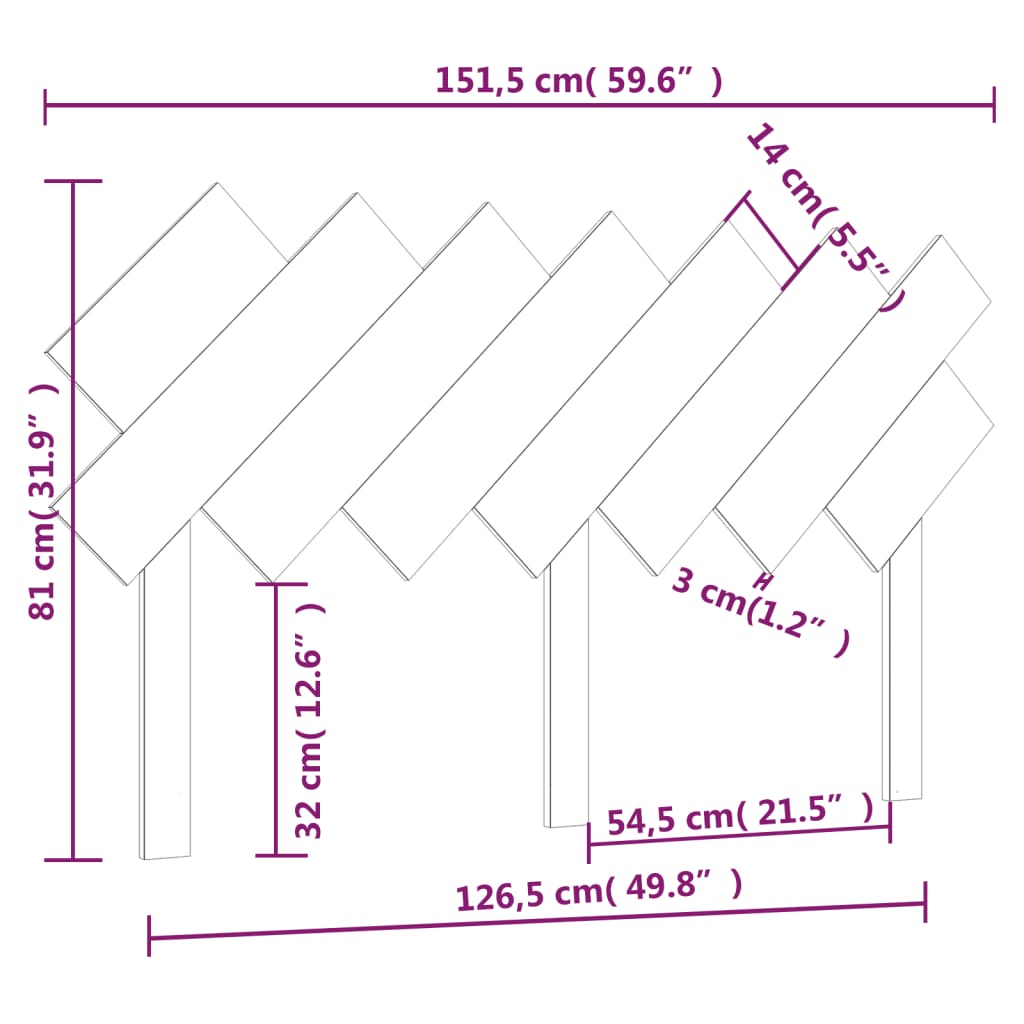 Bed Headboard Black 151.5 cm Solid Wood Pine