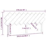 Bed Headboard 178 cm Solid Wood Pine - Rear View
