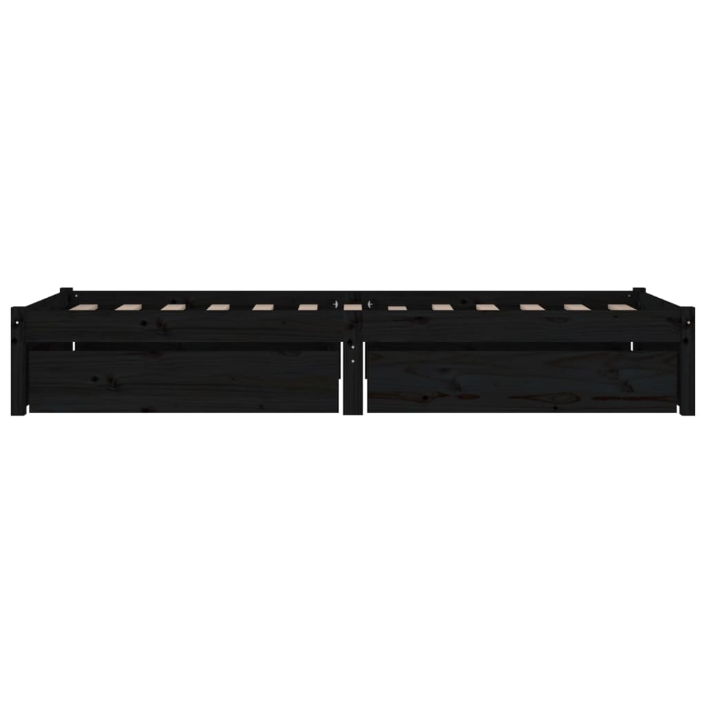 Bed Frame without Mattress with Drawers Black 90x190 cm
