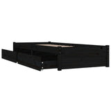 Bed Frame without Mattress with Drawers Black 90x190 cm - Rear View