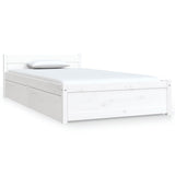 Bed Frame without Mattress with Drawers White 90x190 cm - Front View