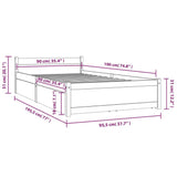 Bed Frame without Mattress with Drawers White 90x190 cm - Rear View
