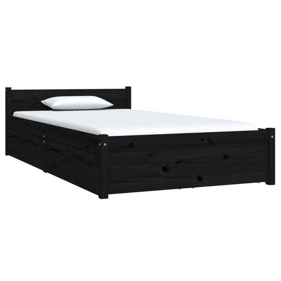 Bed Frame without Mattress with Drawers Black 90x190 cm