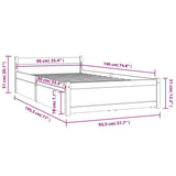 Bed Frame without Mattress with Drawers Black 90x190 cm