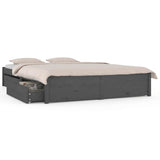 Bed Frame without Mattress with Drawers Grey 135x190 cm - Front View
