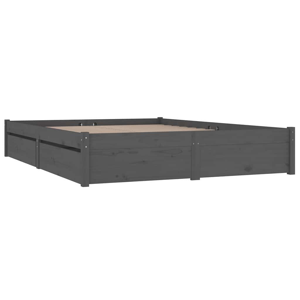 Bed Frame without Mattress with Drawers Grey 135x190 cm