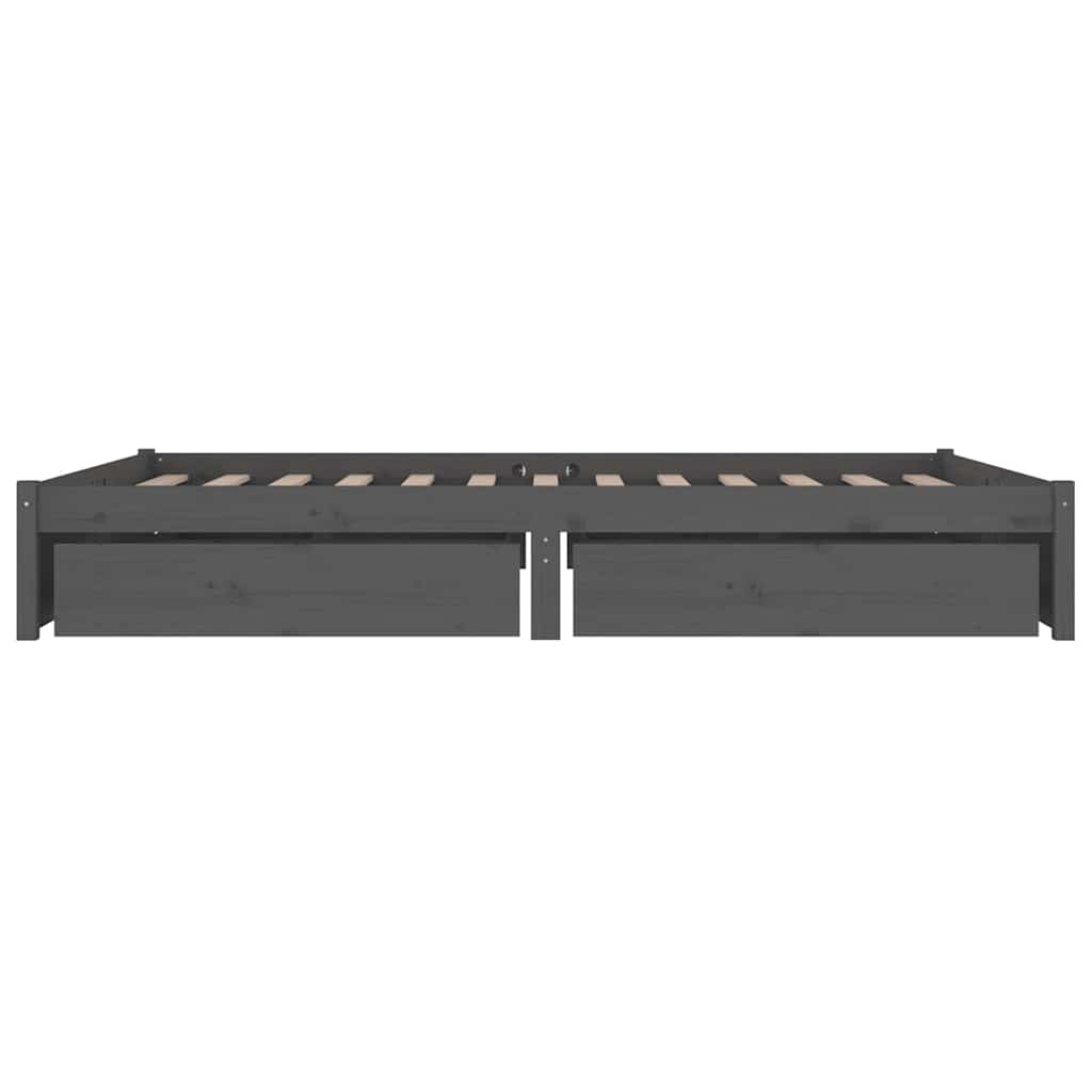 Bed Frame without Mattress with Drawers Grey 135x190 cm