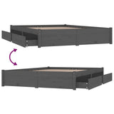 Bed Frame without Mattress with Drawers Grey 135x190 cm
