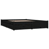 Bed Frame without Mattress with Drawers Black 135x190 cm