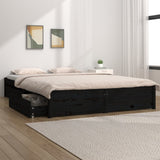 Bed Frame without Mattress with Drawers Black 135x190 cm