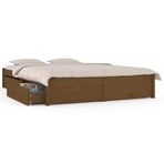 Bed Frame without Mattress with Drawers Honey Brown 150x200 cm