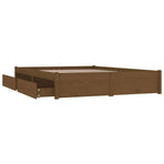Bed Frame without Mattress with Drawers Honey Brown 150x200 cm