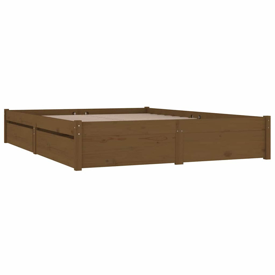 Bed Frame without Mattress with Drawers Honey Brown 150x200 cm