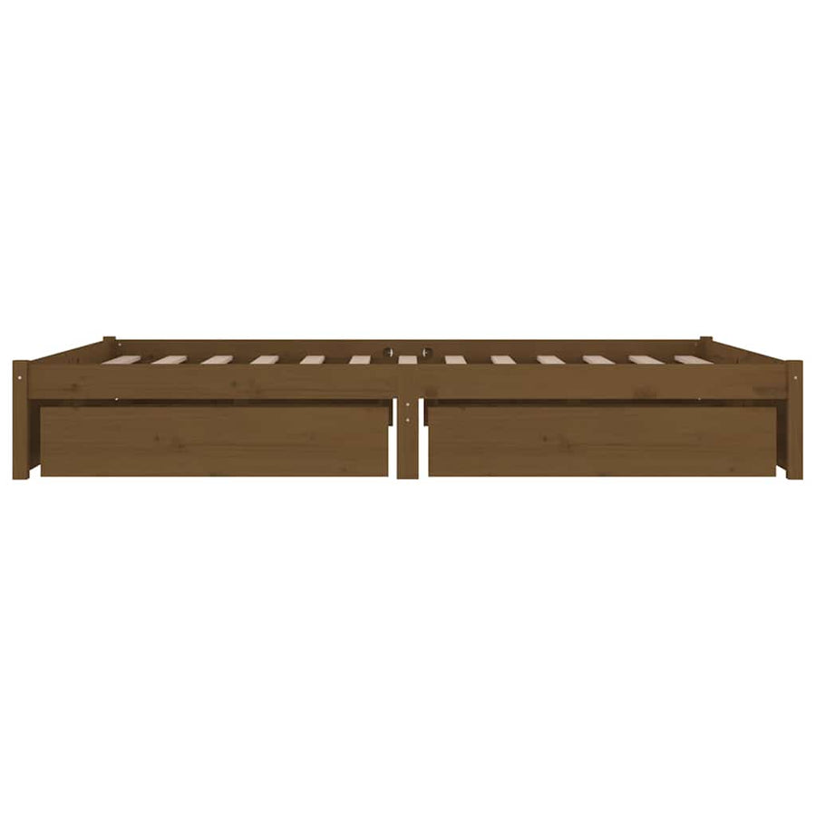 Bed Frame without Mattress with Drawers Honey Brown 150x200 cm