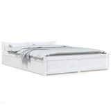 Bed Frame without Mattress with Drawers White 135x190 cm - Front View