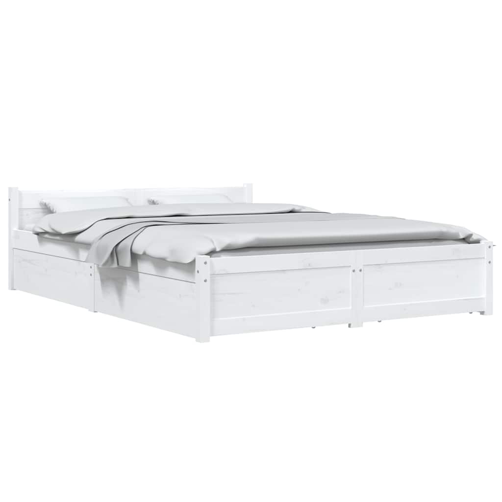Bed Frame without Mattress with Drawers White 135x190 cm