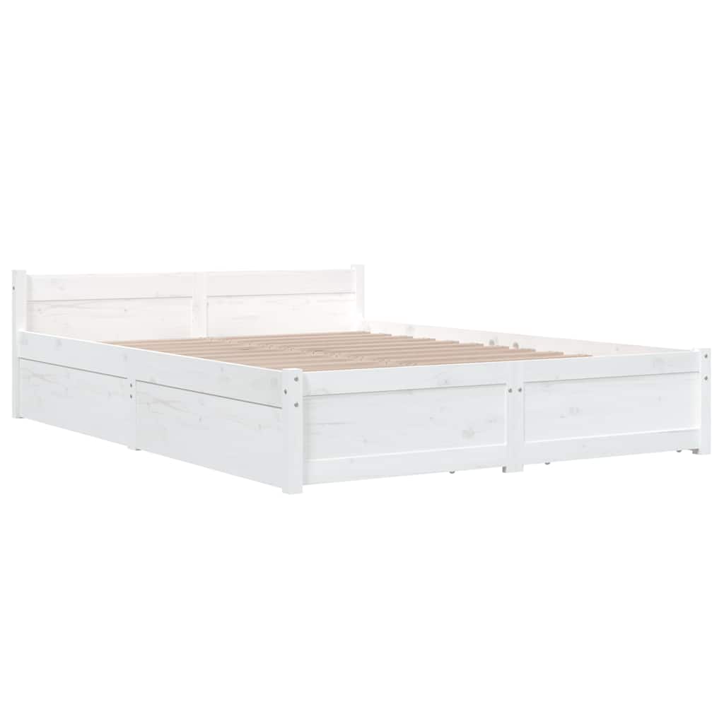 Bed Frame without Mattress with Drawers White 135x190 cm